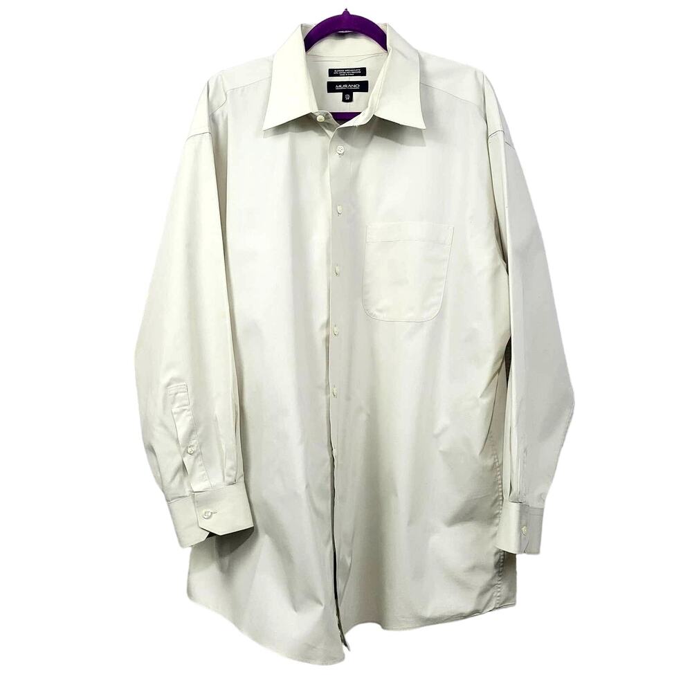 Murano Men's Long Sleeve Shirt Creme Size 17 1/2 34